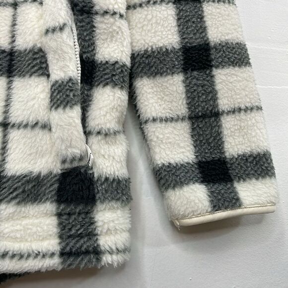 T by TALBOTS Fleece Jacket Womens cream black Plaid Full Zip Soft Pockets Small - Picture 4 of 13